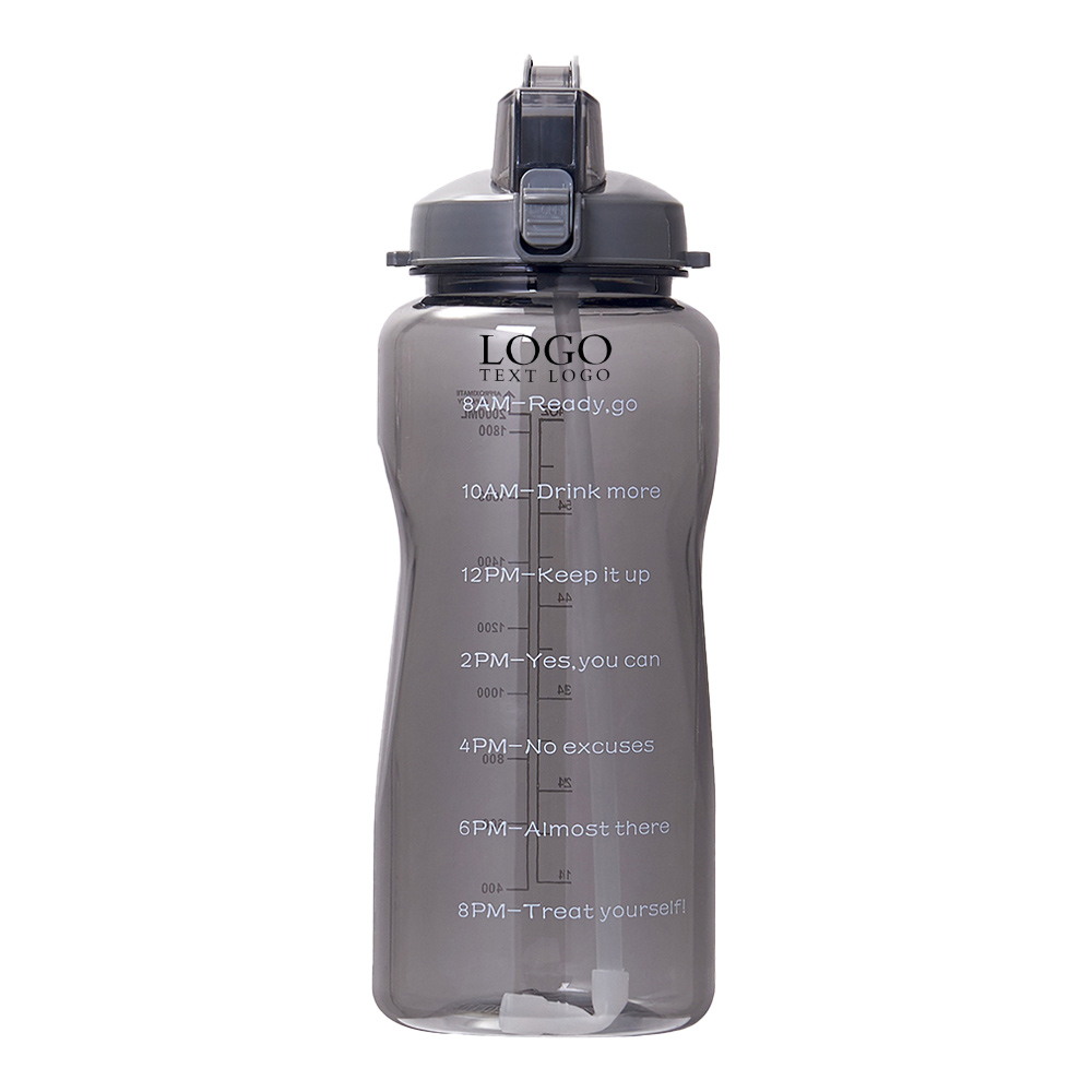 64 Oz TritanWater Bottle with Time Marker Gray with Logo