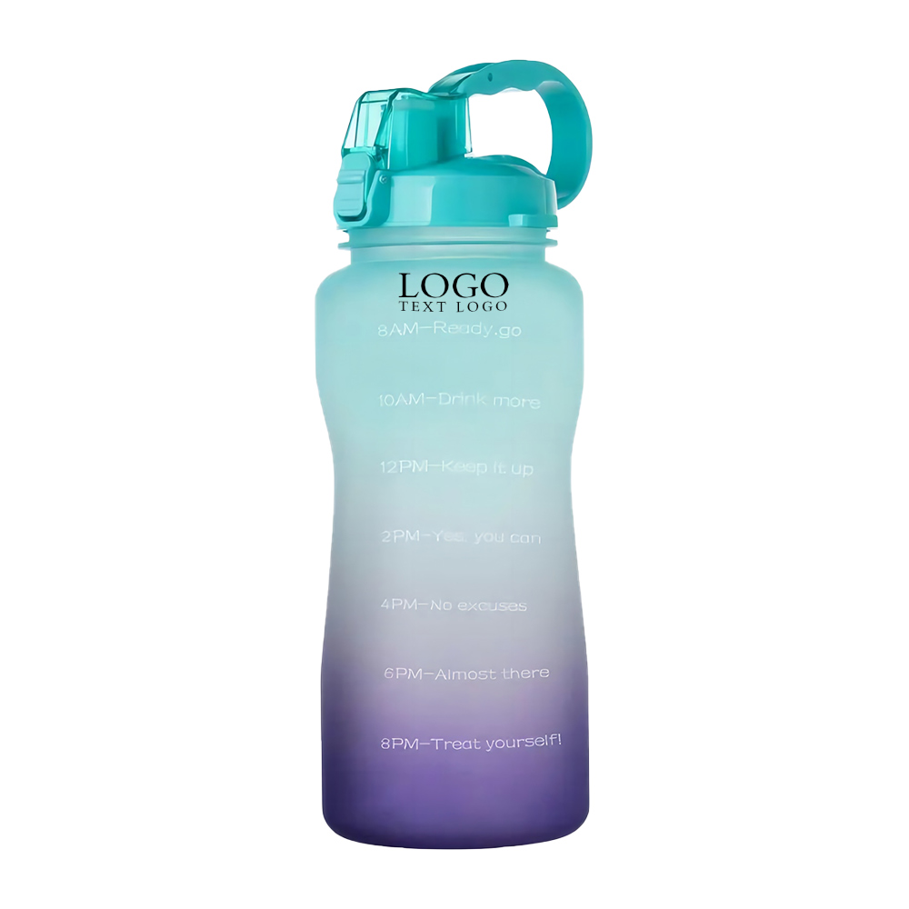 64 Oz TritanWater Bottle with Time Marker Green Purple with Logo