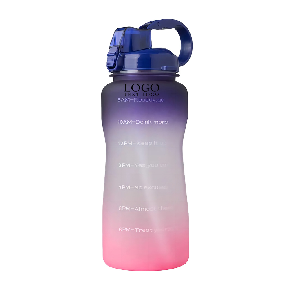 64 Oz TritanWater Bottle with Time Marker Pink Purple with Logo