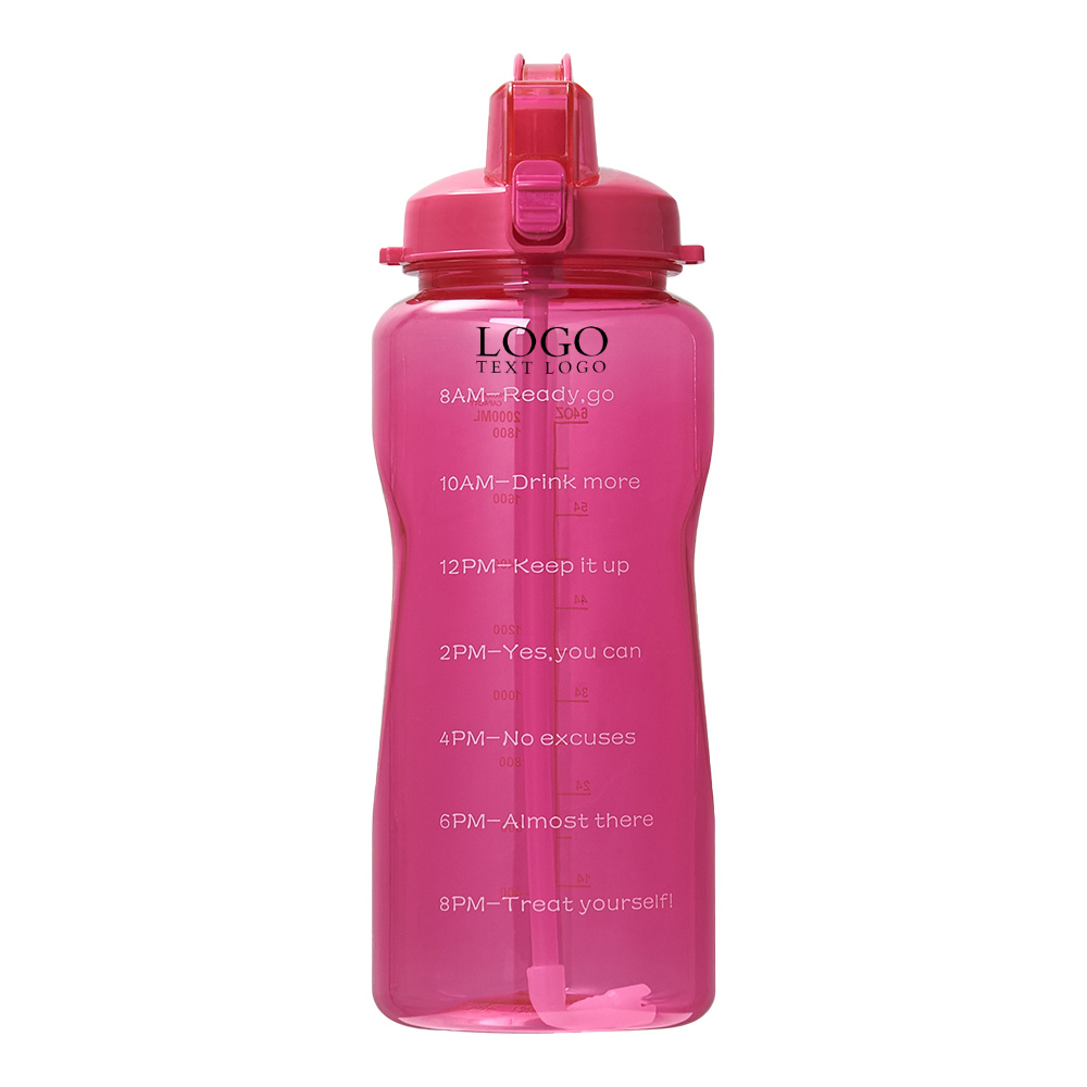 64 Oz TritanWater Bottle with Time Marker Pink with Logo