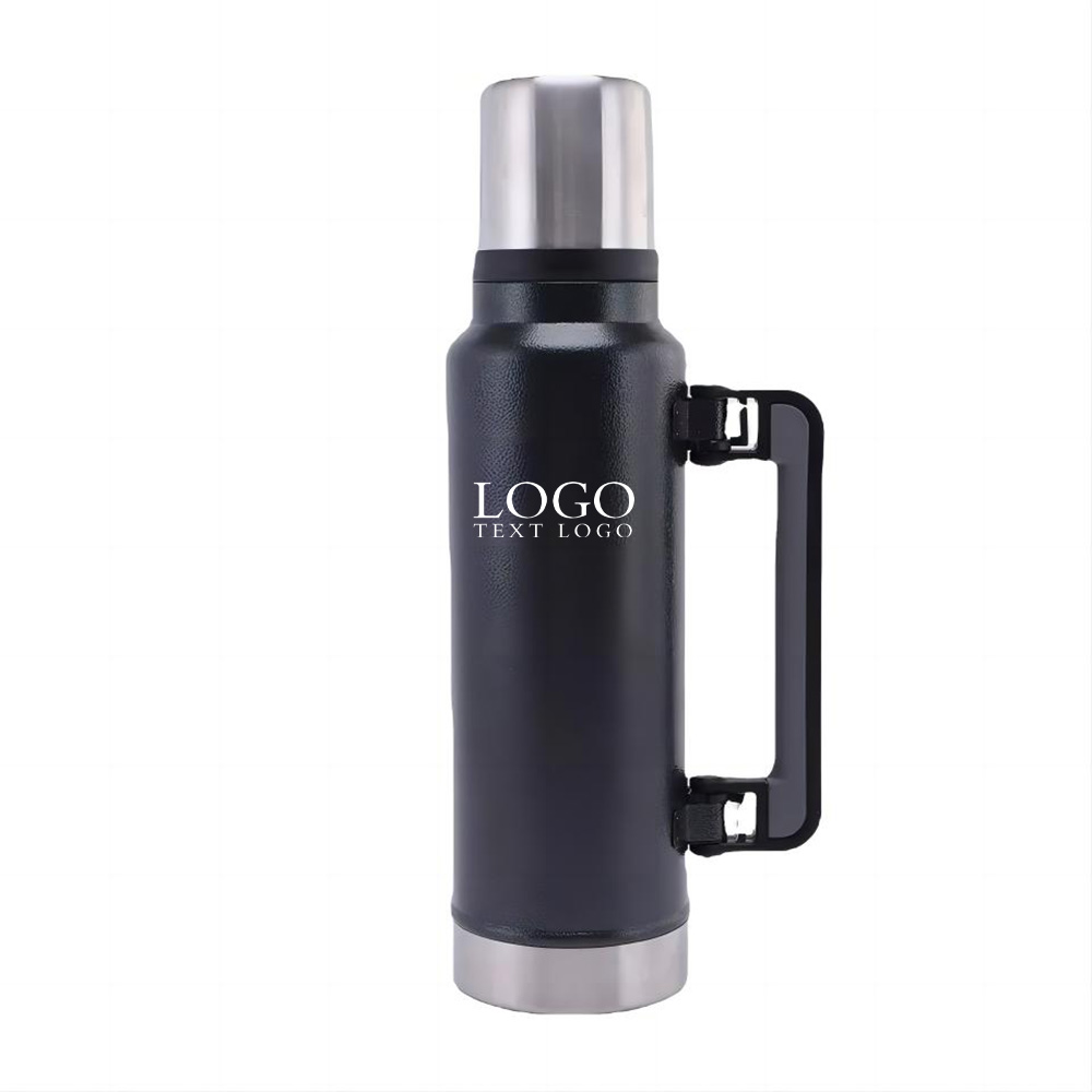 Black Promo 47oz Travel Vacuum Insulated Wide Mouth Bottle With Logo
