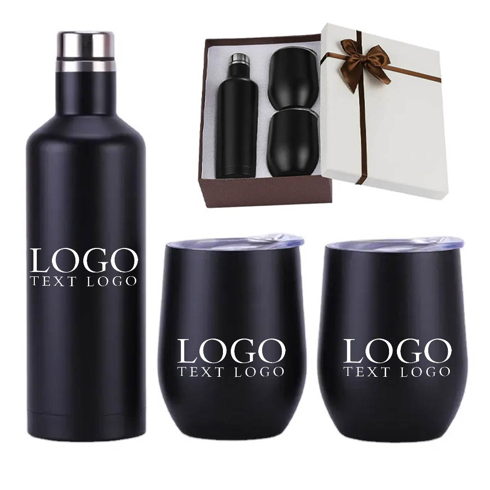 Black Promo Bottle Tumbler Gift Set With Logo
