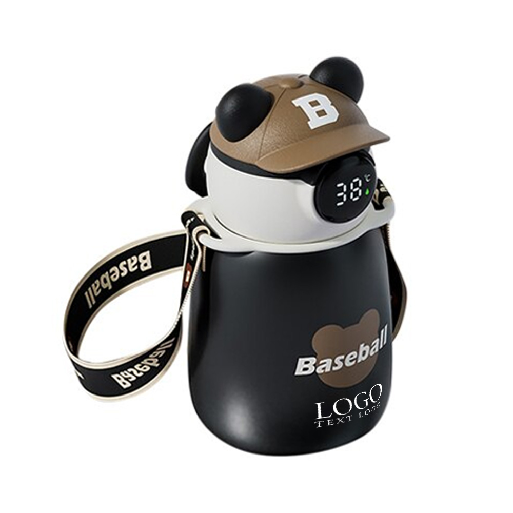 Black Promo Cap Bear Kids Water Bottle With Logo