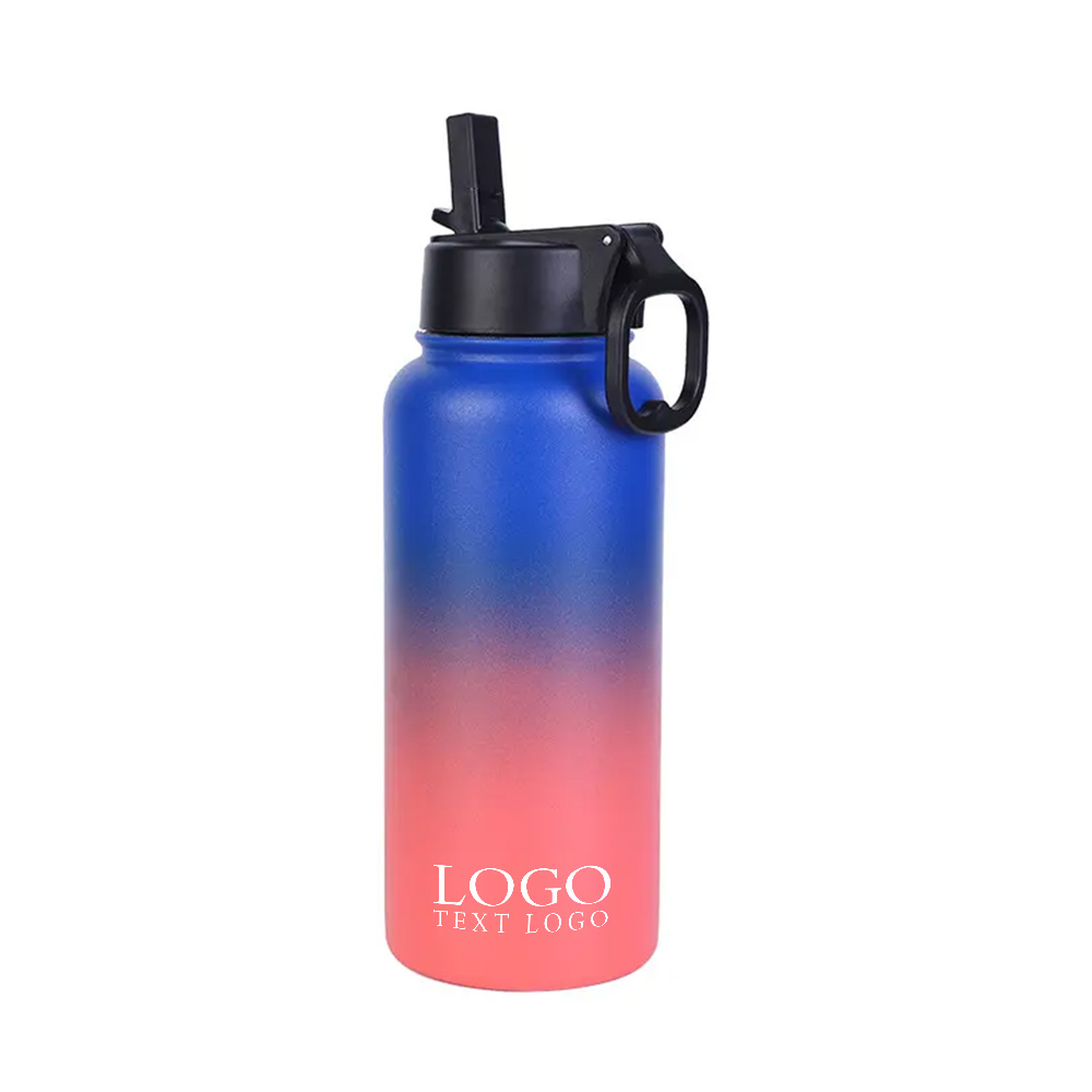 Blue-Red Promo 32 oz Stainless Steel Water Bottle With Logo