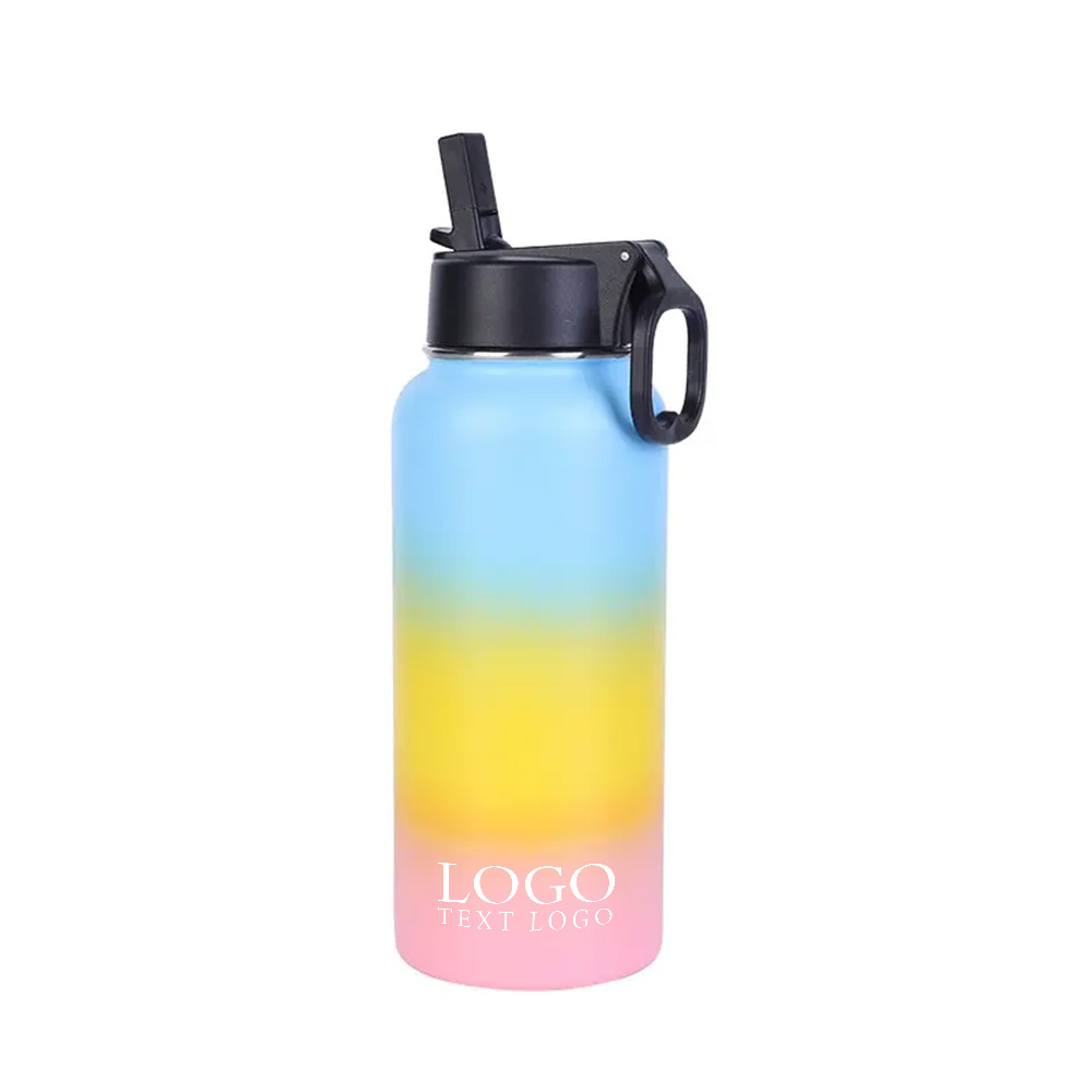 Blue-Yellow-Pink Promo 32 oz Stainless Steel Water Bottle With Logo