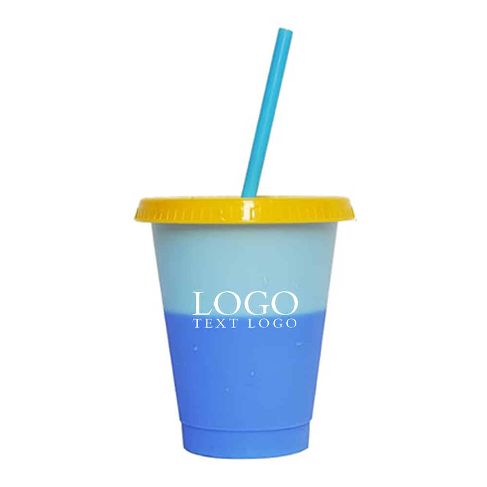 Blue Promo 16oz Reusable Cold Drink Color Changing Cups With Logo