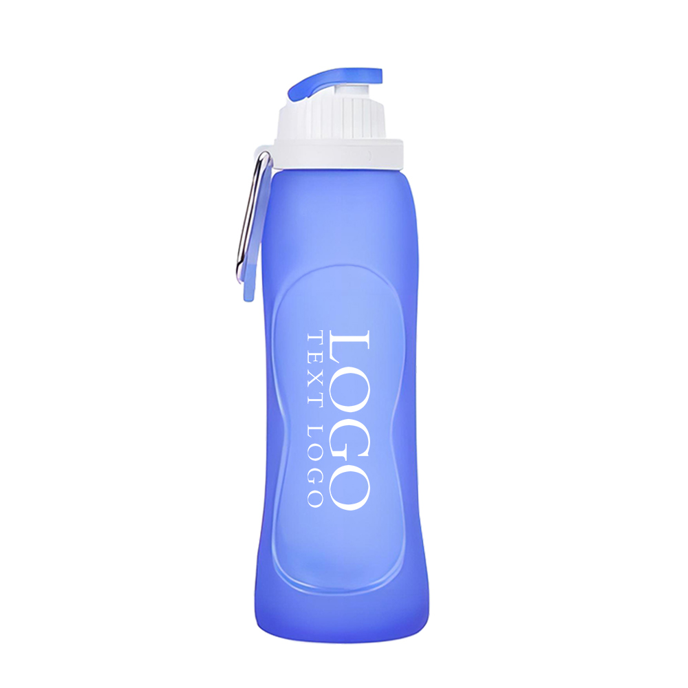 Blue Promo 17oz Collapsible Water Bottle With Logo