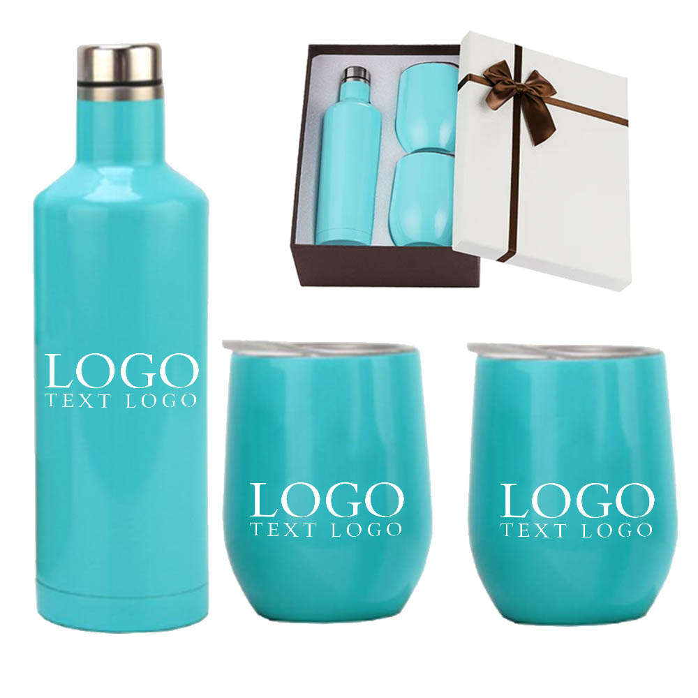 Blue Promo Bottle Tumbler Gift Set With Logo