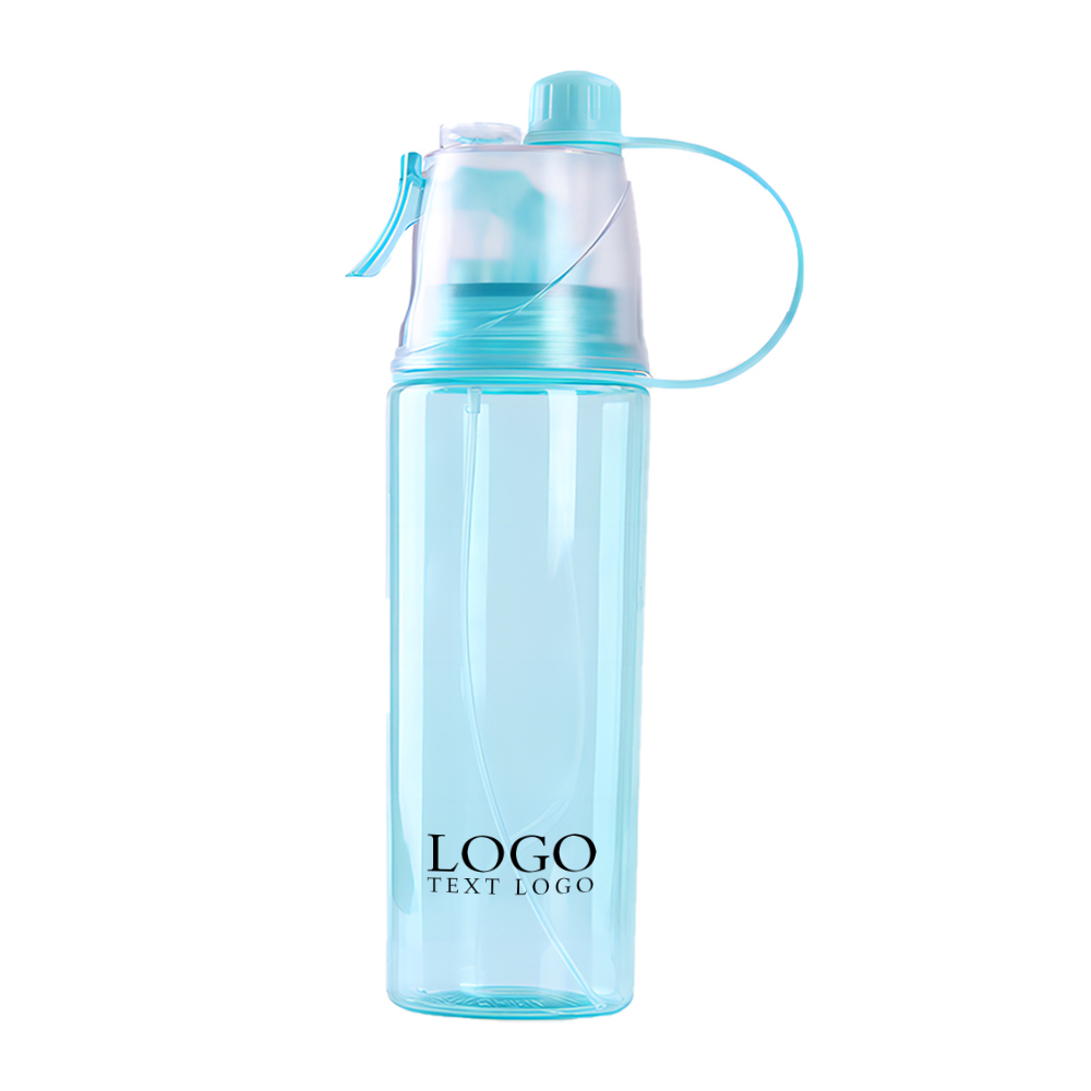 Custom 20 Oz Spray Sports Bottle Blue with Logo