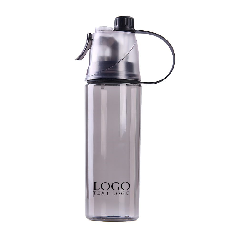Custom 20 Oz Spray Sports Bottle Gray with Logo