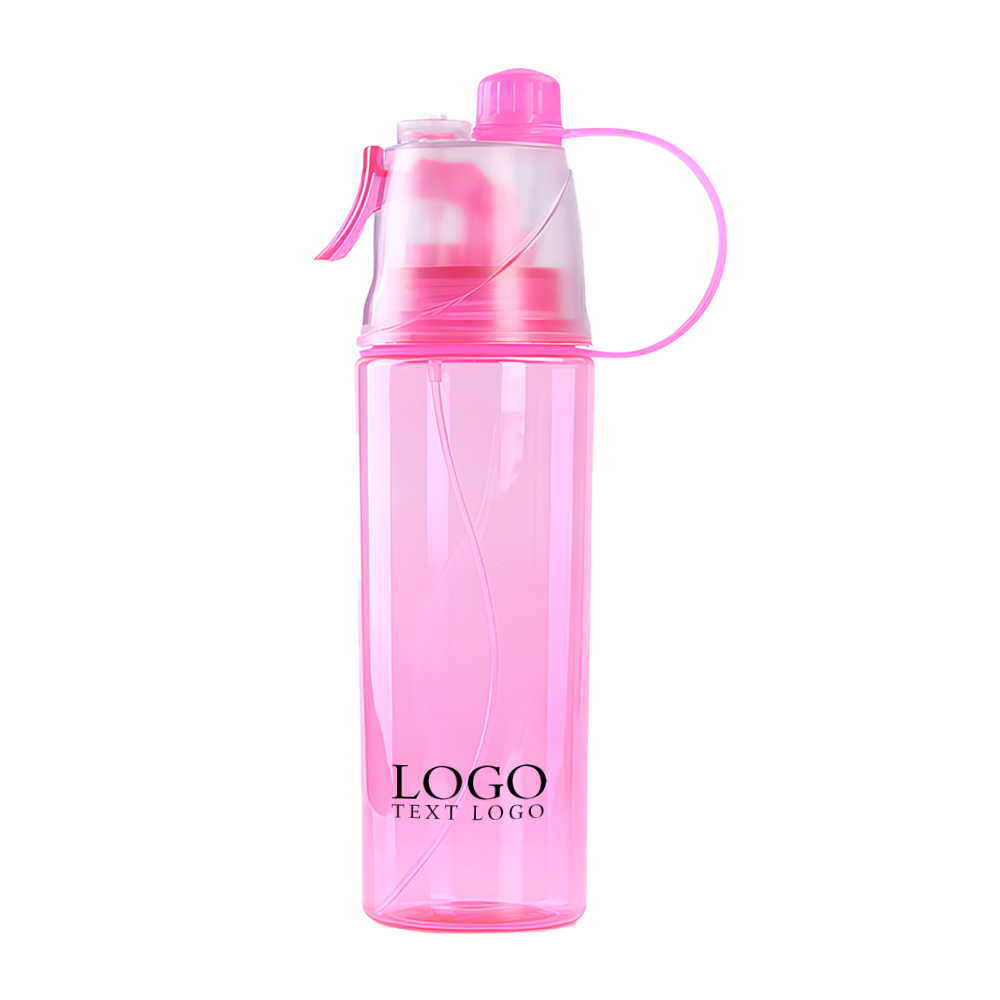 Custom 20 Oz Spray Sports Bottle Pink with Logo