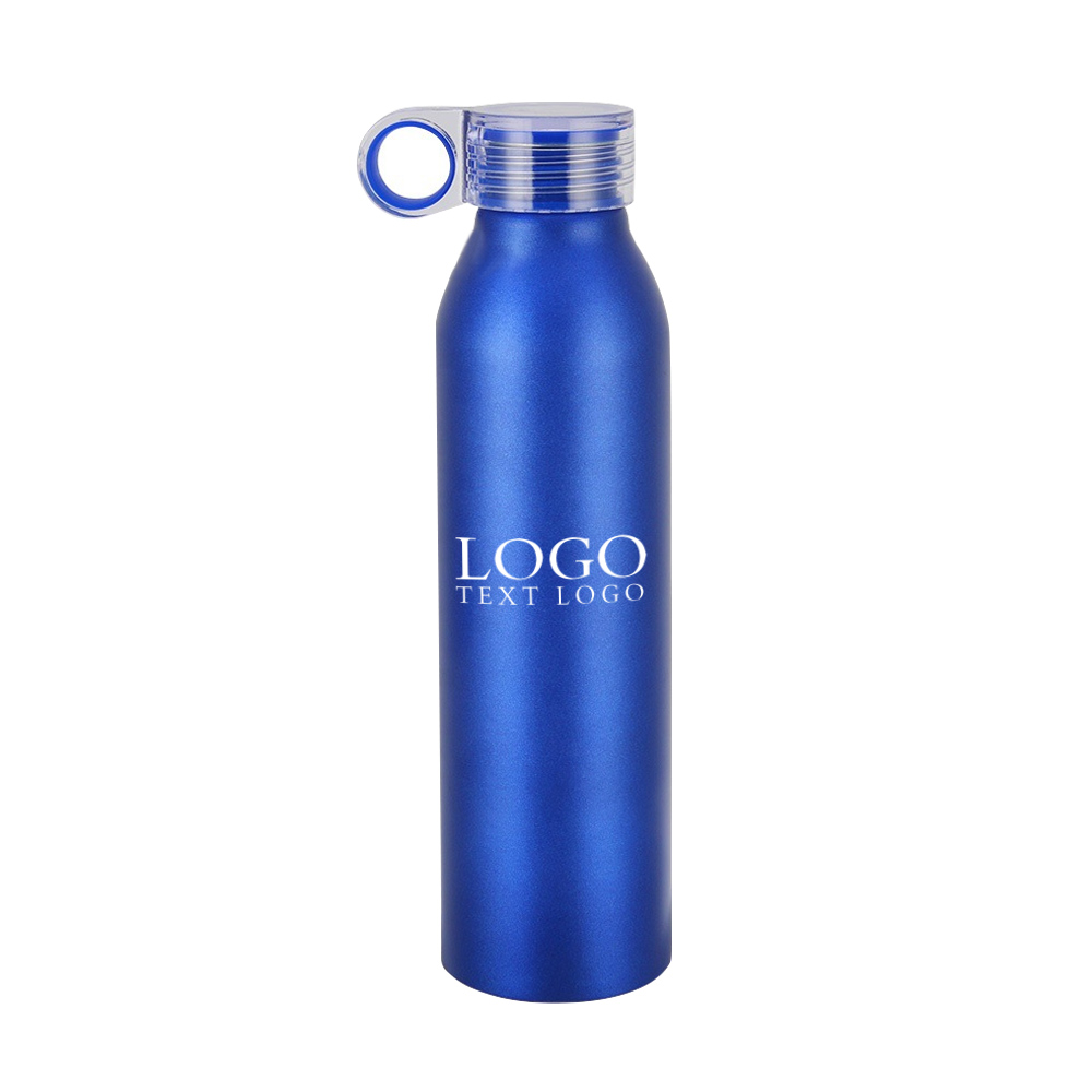 Custom 22 Oz Aluminum Water Bottle Blue with Logo