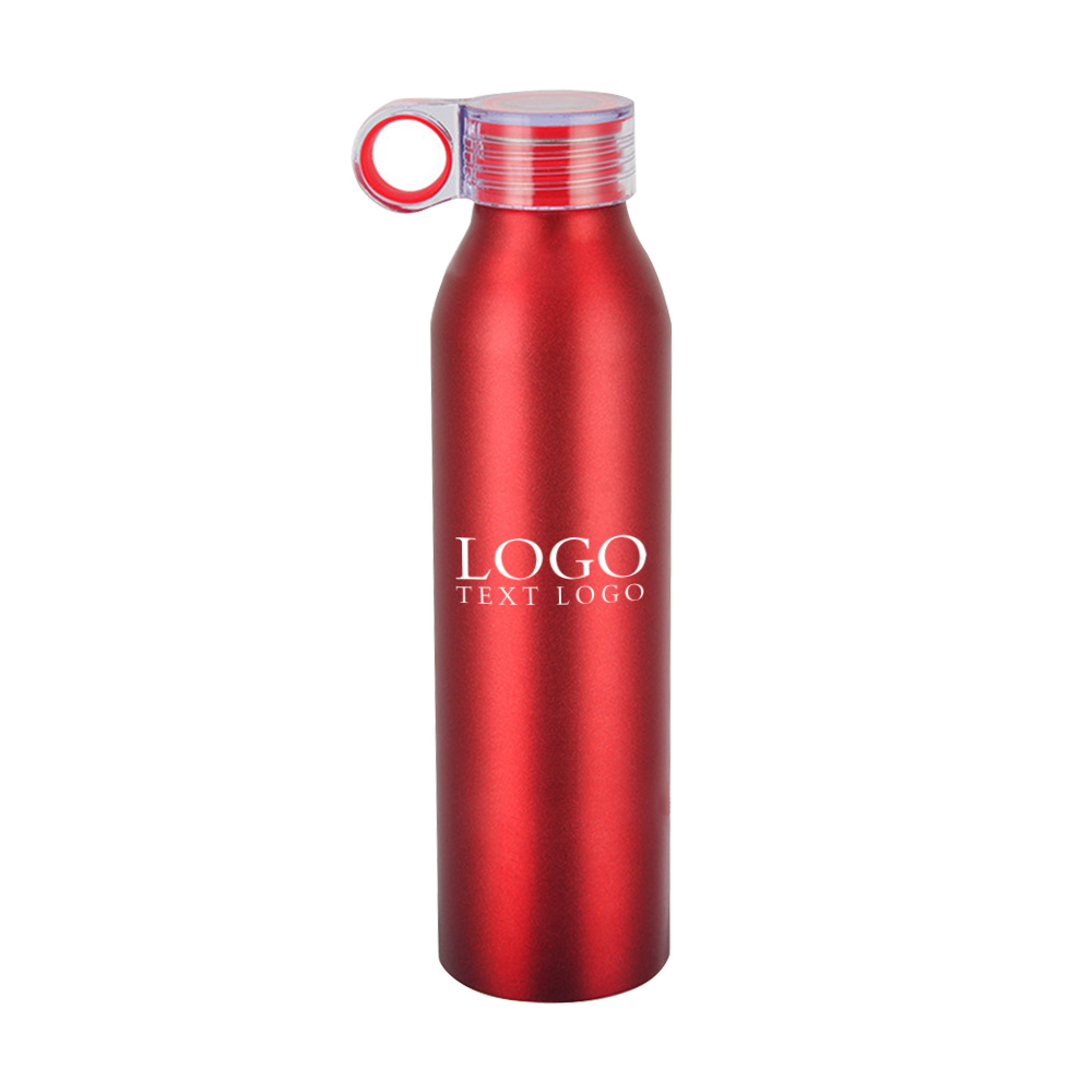Custom 22 Oz Aluminum Water Bottle Red with Logo