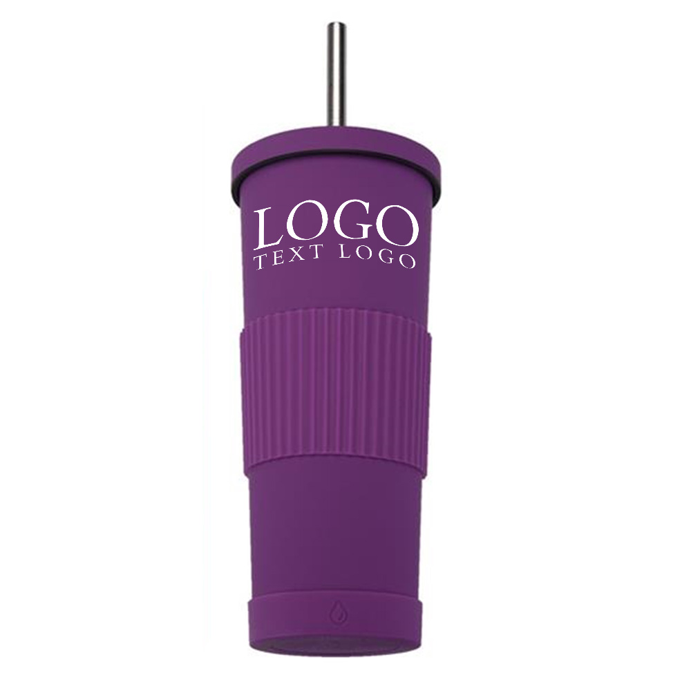 Dark Purple Promo Pastel Colored Stainless Steel Tumbler With Logo