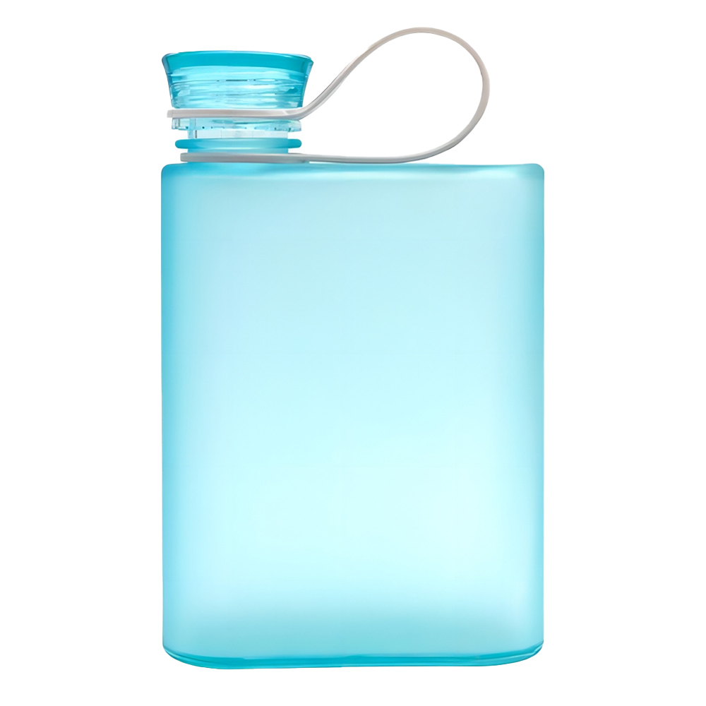 Flat Plastic Sport Water Bottle Blue