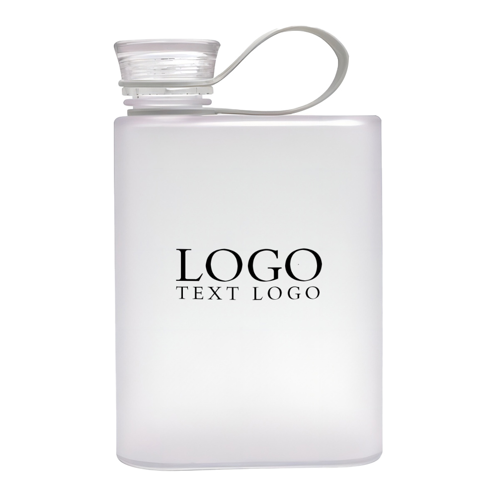 Flat Plastic Sport Water Bottle Clear with Logo