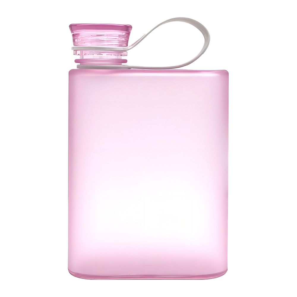 Flat Plastic Sport Water Bottle Pink