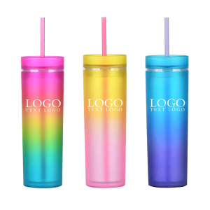 Custom 16 Oz Colorful Plastic Straw Cup