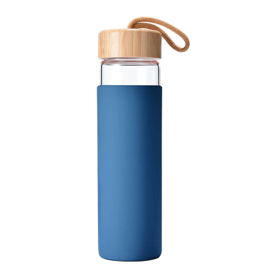 Custom Glass Water Bottle With Bamboo Lid