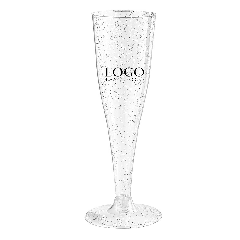 Glitter Disposable Champagne Flutes with Logo