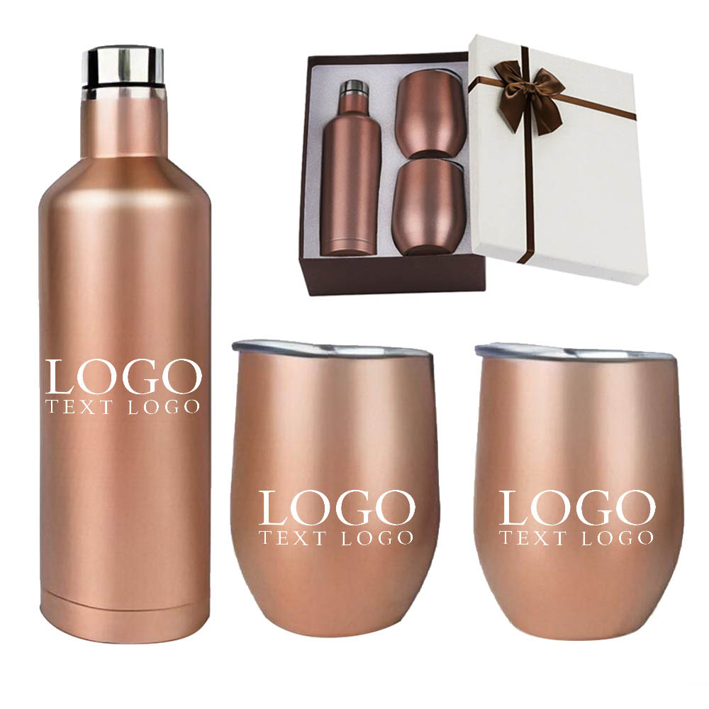 Gold Promo Bottle Tumbler Gift Set With Logo