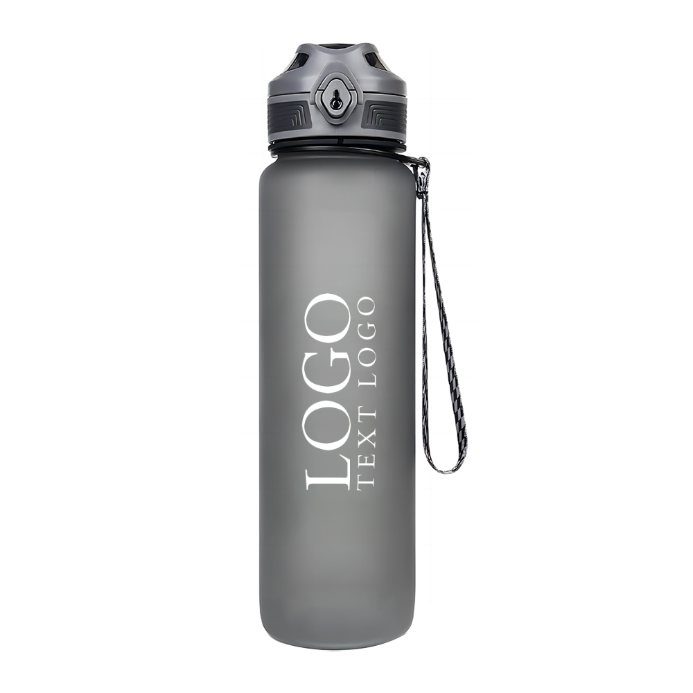Gray Promo 33 OZ Tritan Water Bottle With Buckle Strap With Logo