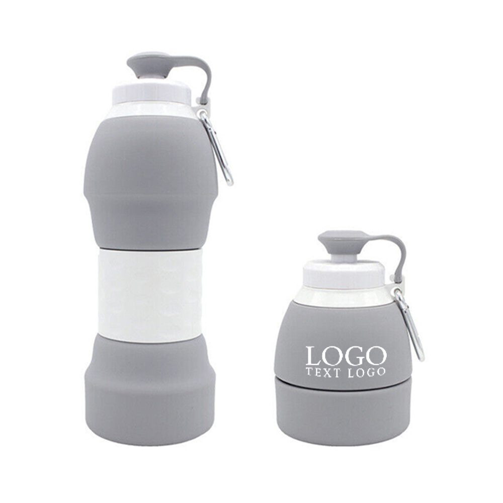 Gray Promo Collapsible Camping Water Bottle With Logo