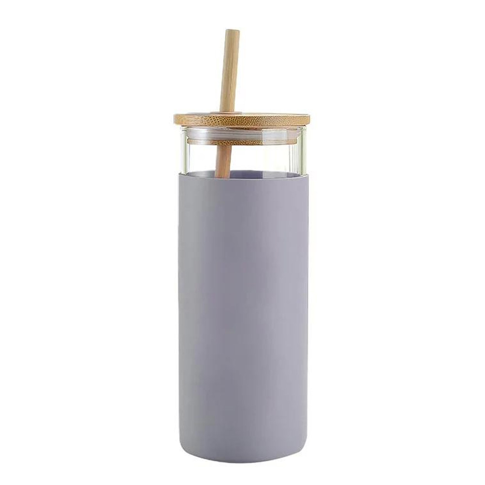 Gray Promo Straw Glass Bottle