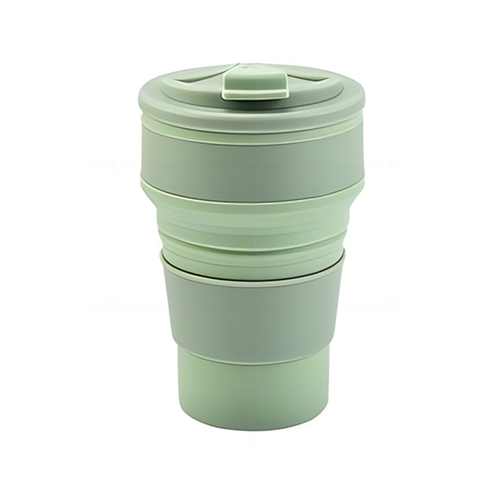 Green Promo 17oz Silicone Collapsible Cup with Lid