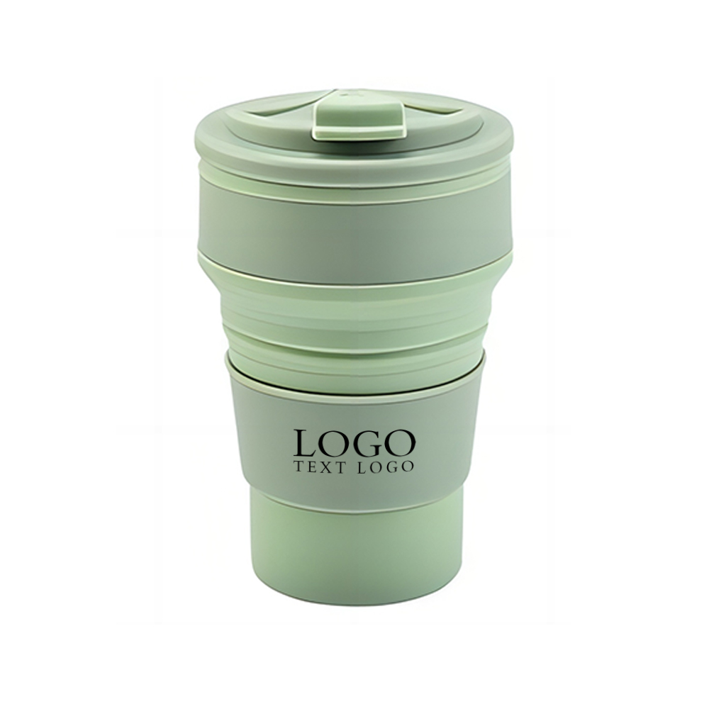 Green  Promo 17oz Silicone Collapsible Cup with Lid With Logo