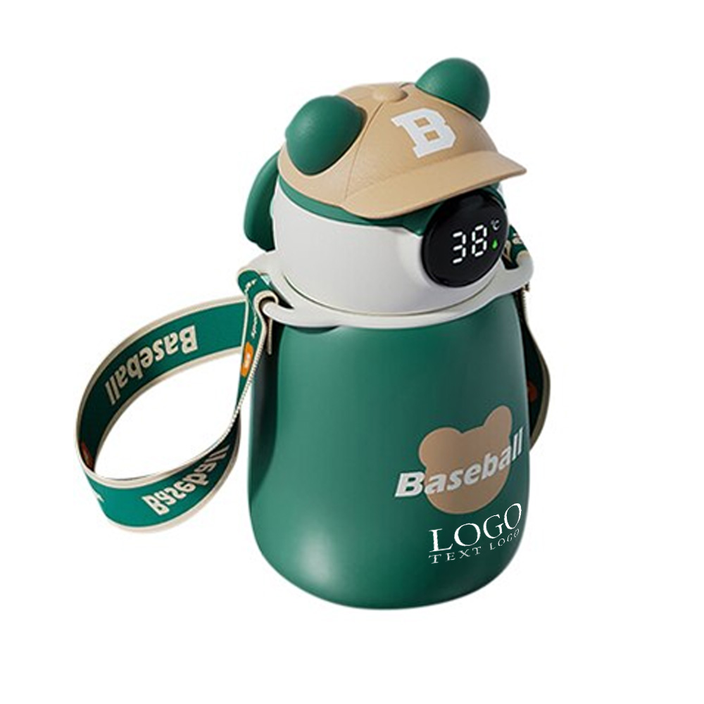 Green Promo Cap Bear Kids Water Bottle With Logo