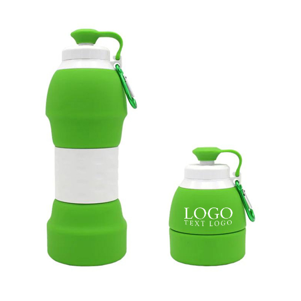 Green Promo Collapsible Camping Water Bottle With Logo
