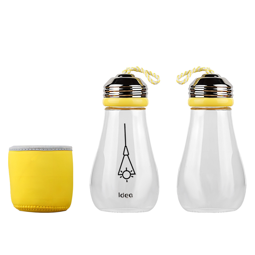 Light Bulb Glass Water Bottle Yellow