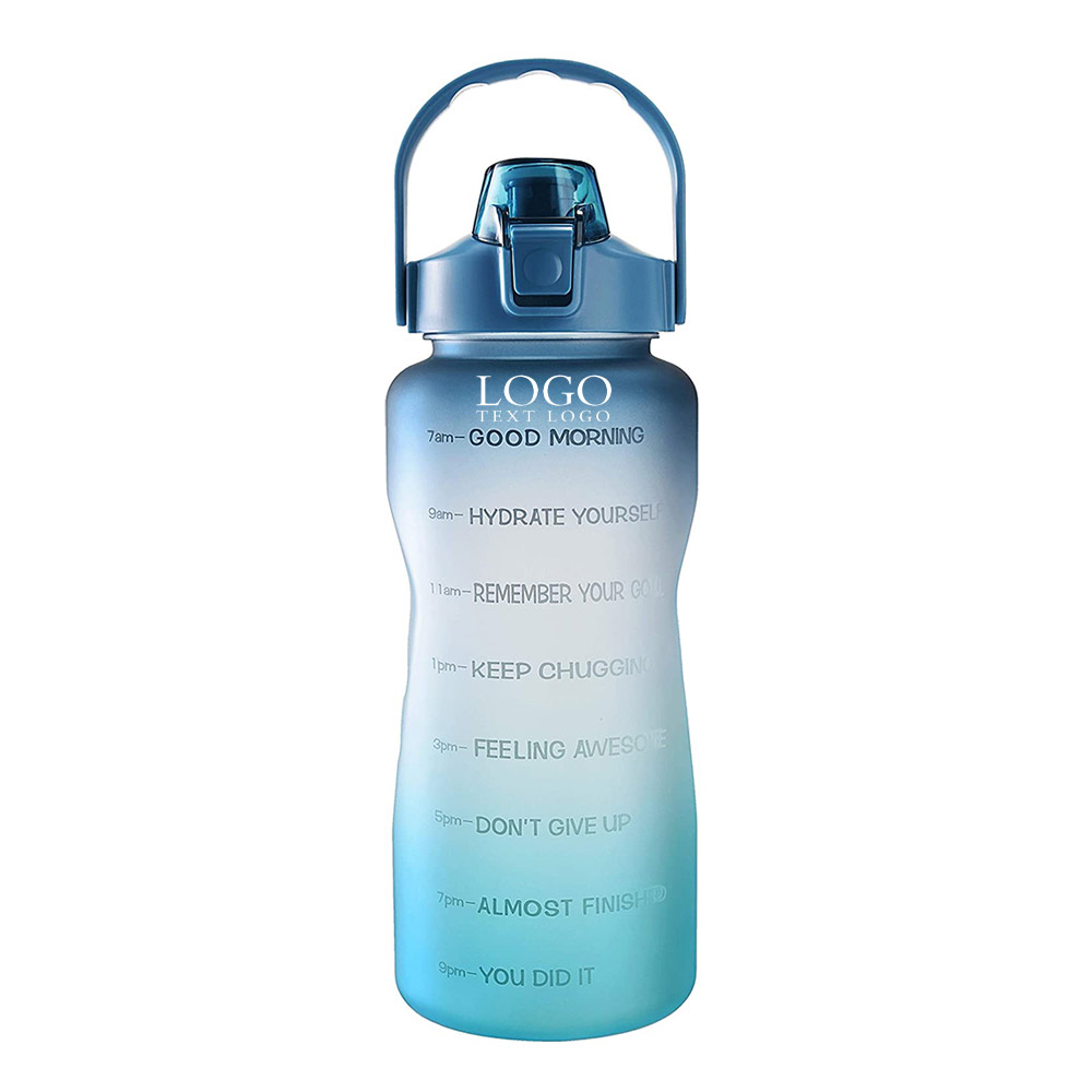 Navy Blue Promo 67OZ Water Bottle with Motivational Time Marker With Logo