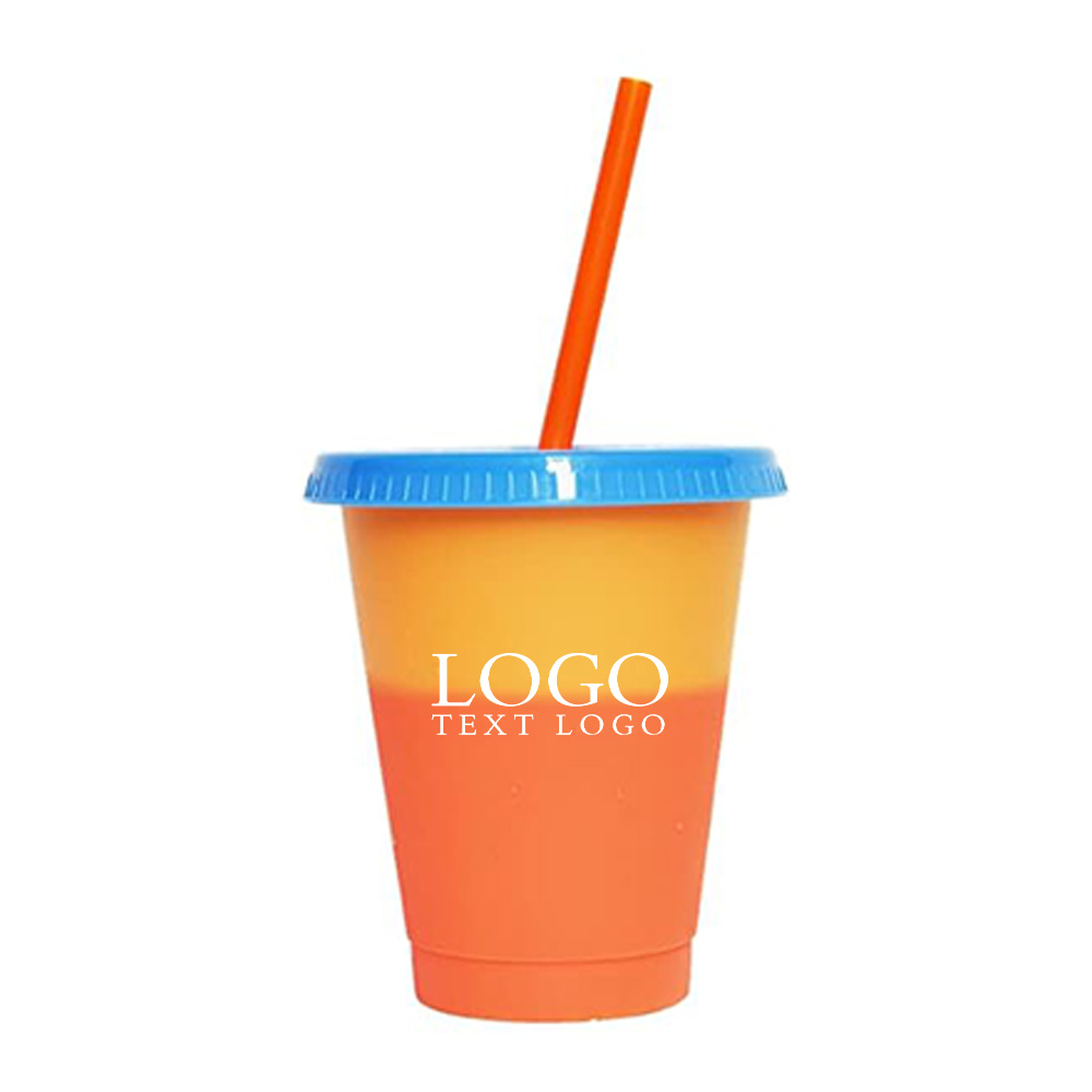 Orange Promo 16oz Reusable Cold Drink Color Changing Cups With Logo