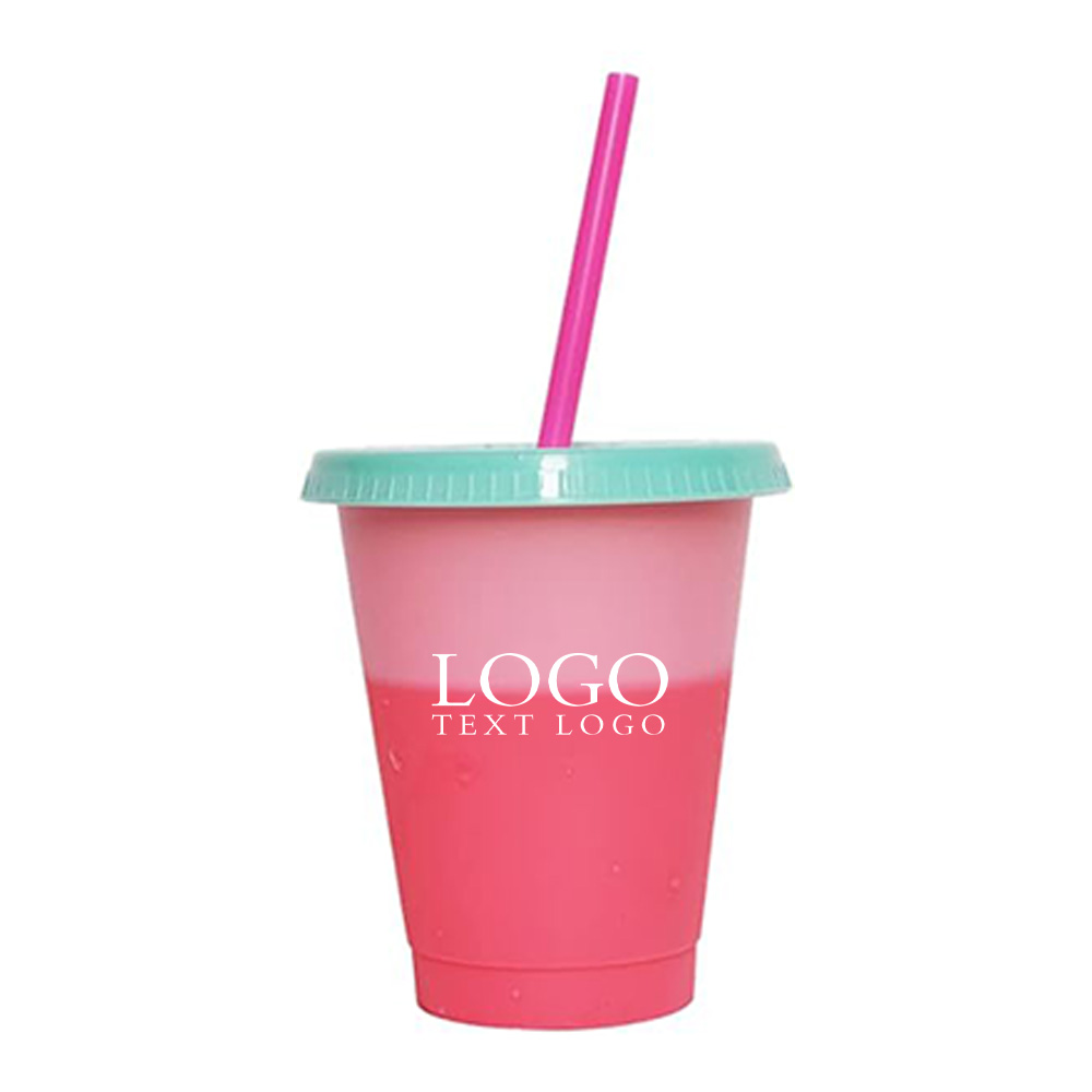 Pink Promo 16oz Reusable Cold Drink Color Changing Cups With Logo