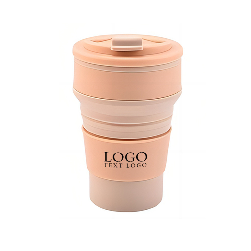 Pink Promo 17oz Silicone Collapsible Cup with Lid With Logo