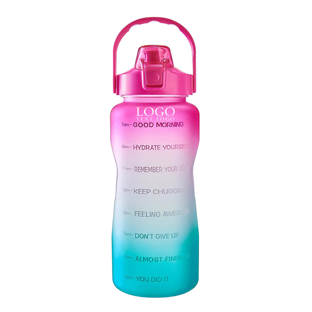 Pink Promo 67OZ Water Bottle with Motivational Time Marker With Logo