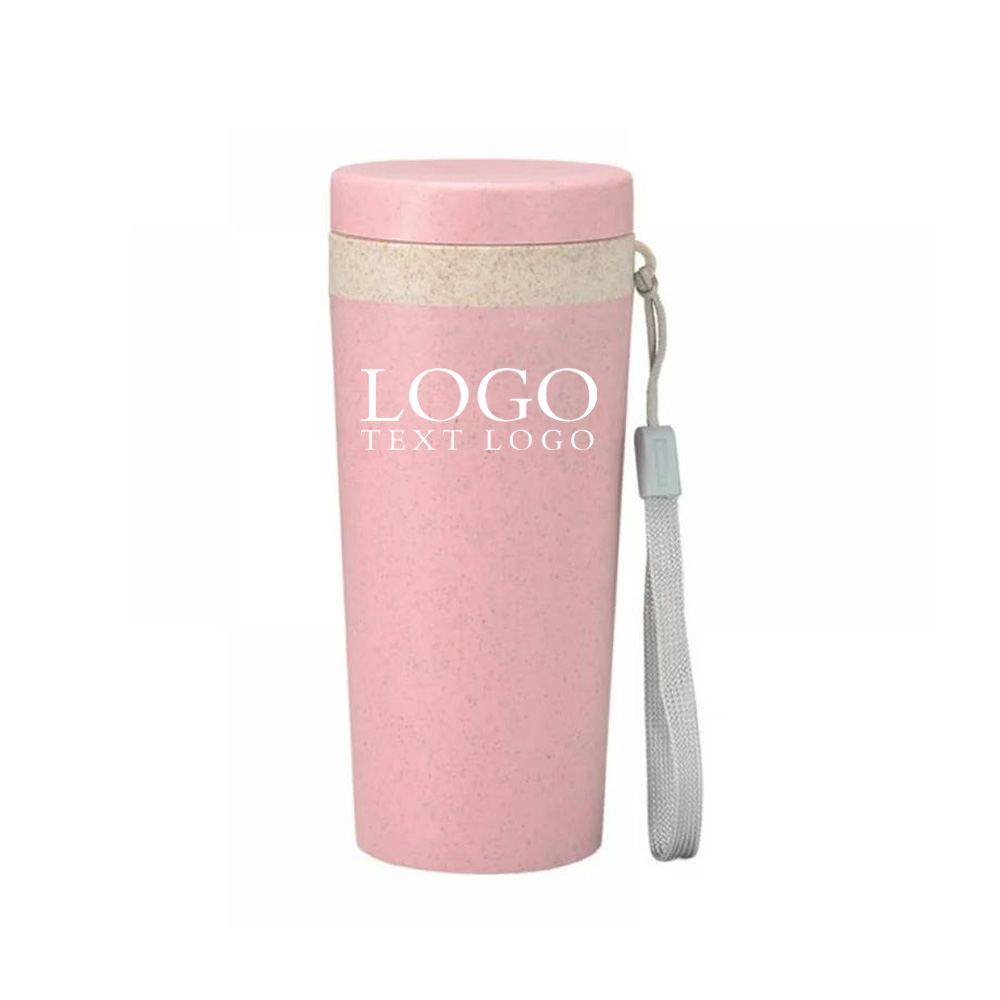 Pink Promo Wheat Straw Water Bottle With Logo