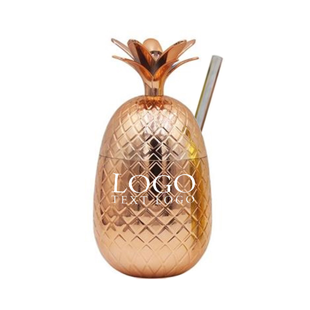 Promo 16 OZ Pineapple Cocktail Cups With Stainless Steel Straw