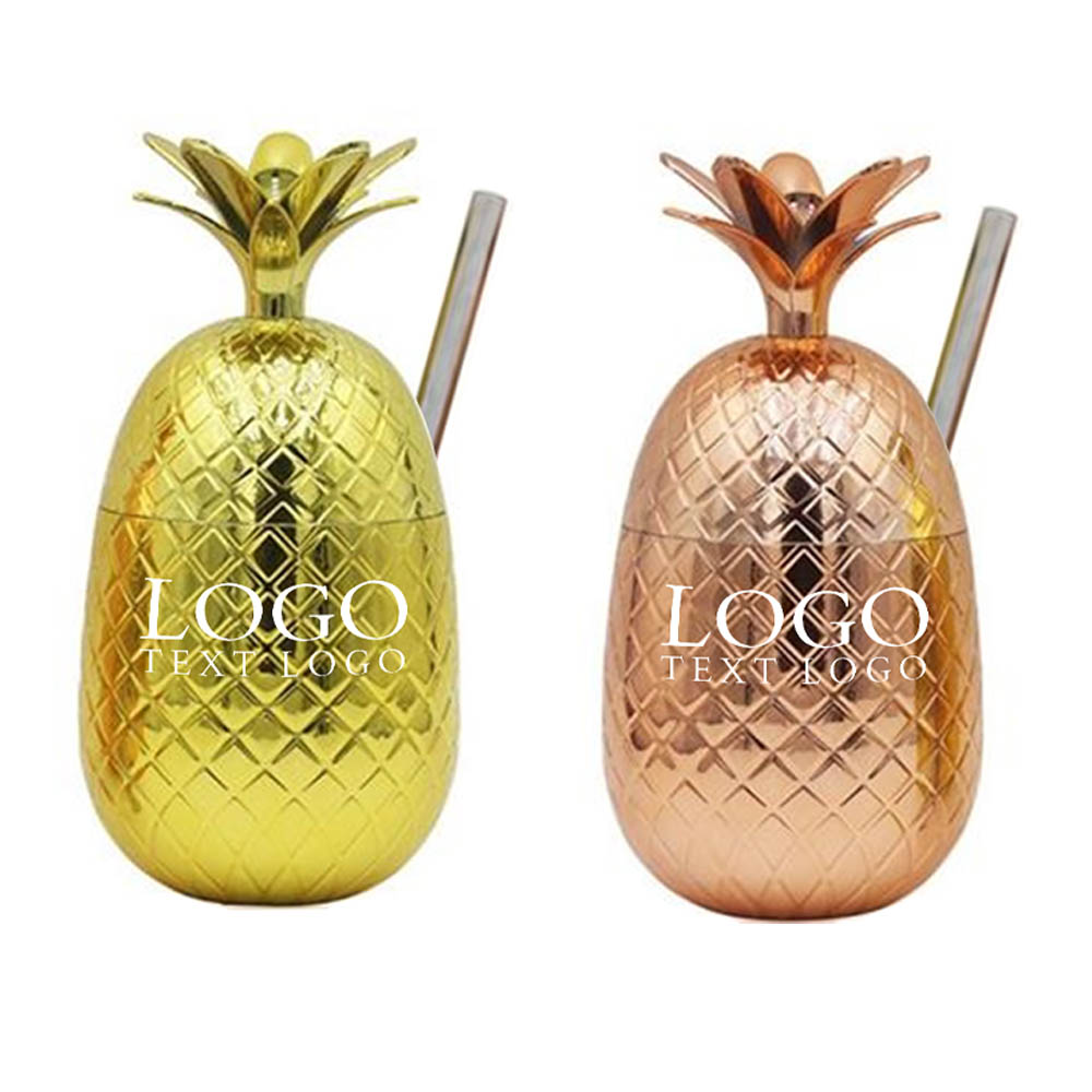Promo 16 OZ Pineapple Cocktail Cups With Stainless Steel Straw Group