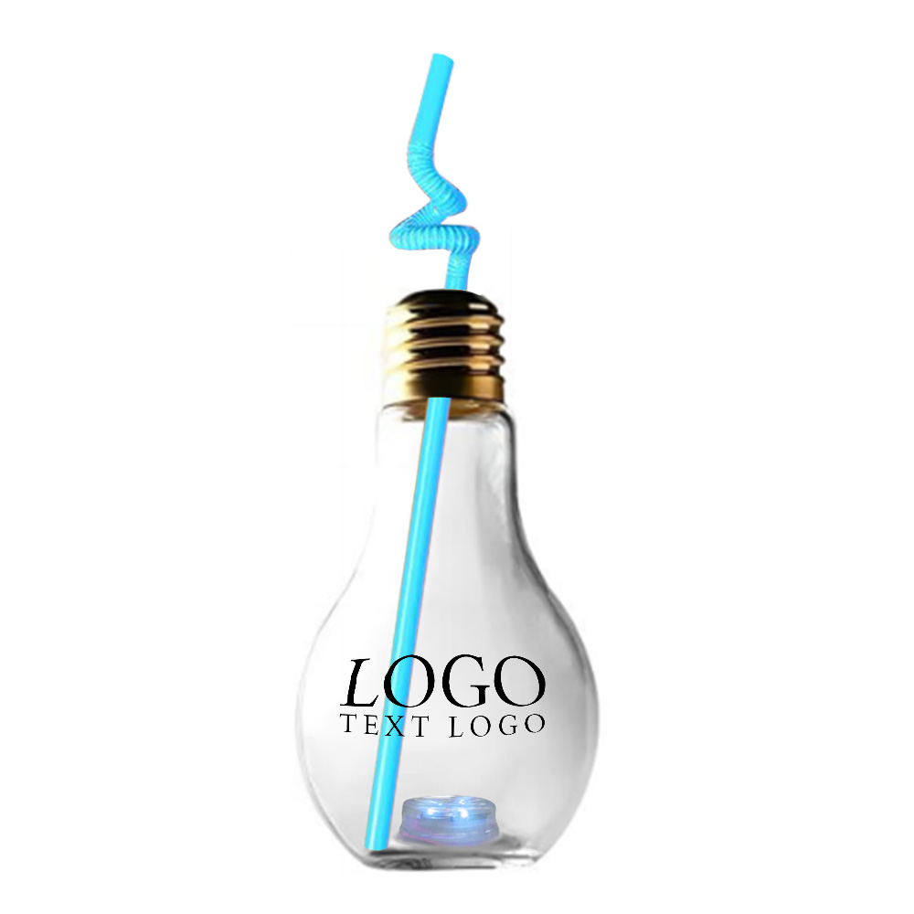 Promo 16oz LED Bulb Cup With Blue Straw With Logo