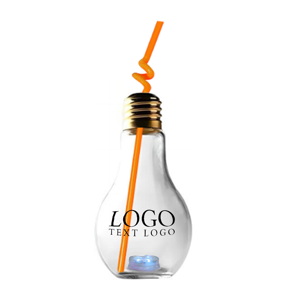 Promo 16oz LED Bulb Cup With Orange Straw With Logo