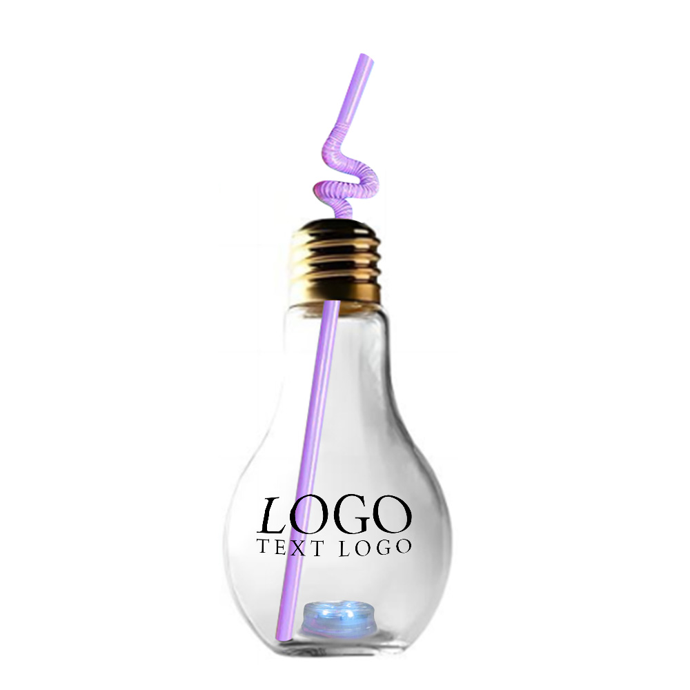 Promo 16oz LED Bulb Cup With Purple Straw With Logo