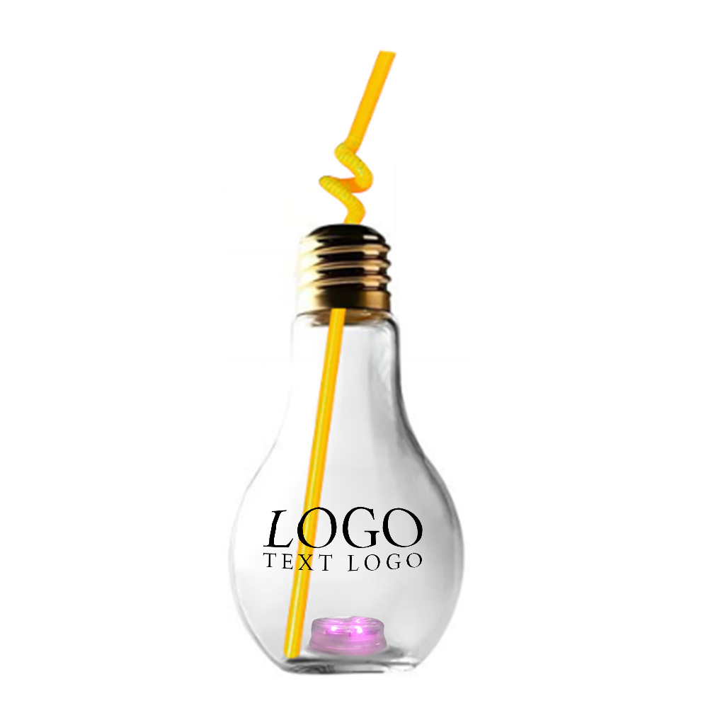 Promo 16oz LED Bulb Cup With Yellow Straw With Logo