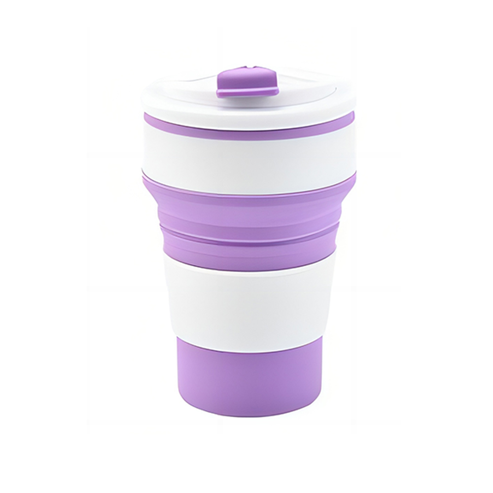 Purple Promo 17oz Silicone Collapsible Cup with Lid