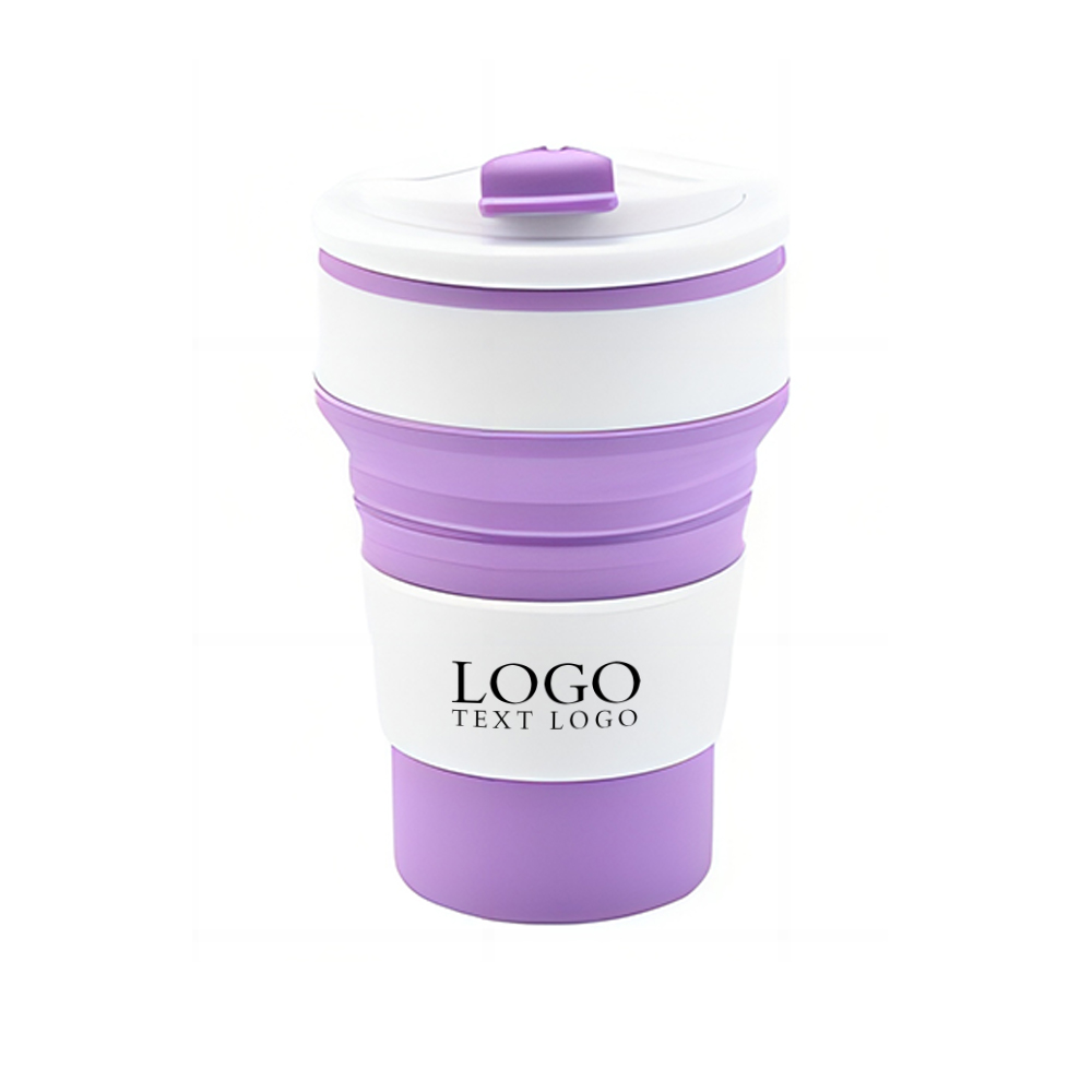 Purple  Promo 17oz Silicone Collapsible Cup with Lid With Logo