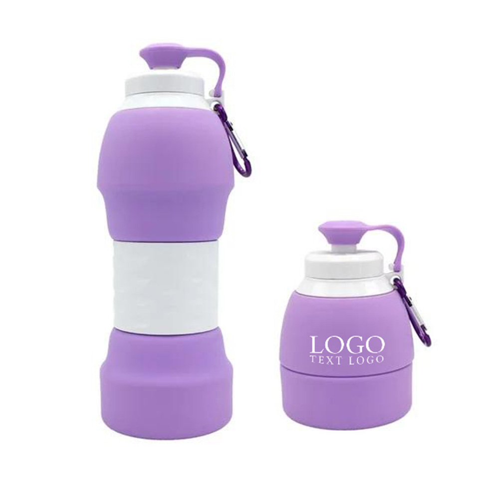 Purple Promo Collapsible Camping Water Bottle With Logo