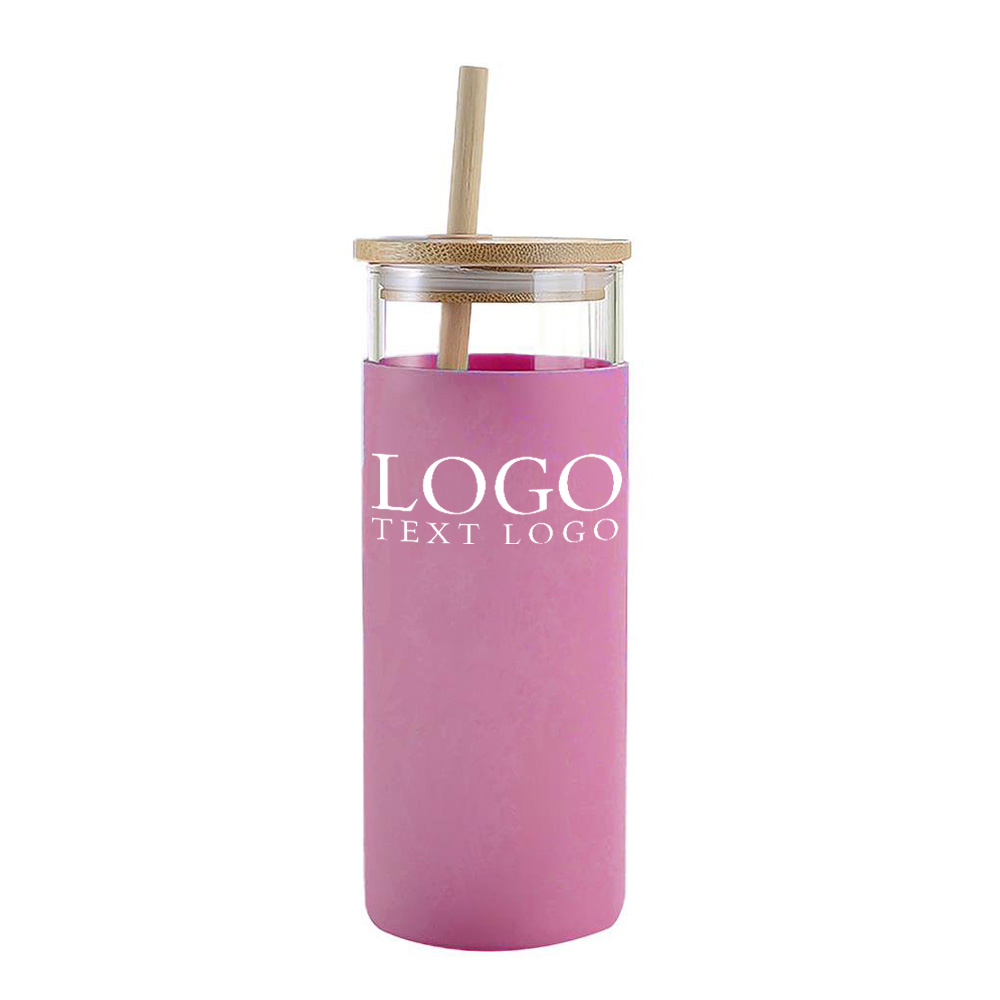 Red Promo Straw Glass Bottle With Logo