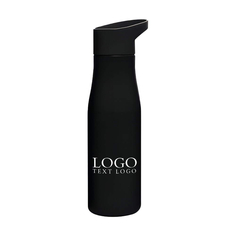 Single Wall 18 Oz Stainless Steel Bottle Black with Logo